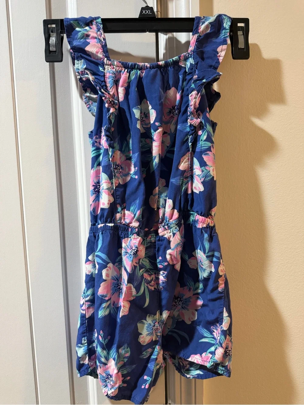 OshKosh B'gosh Navy Floral Romper with Pink & Teal Flowers